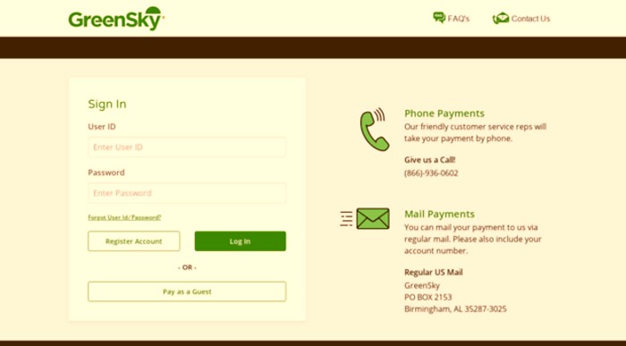 greenskyonline bill pay